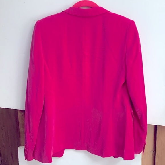 Lafayette 148 Hot 💕 Pink Barbie Silk Soft Long Sleeve One Button Jacket Blazer - Picture 13 of 16